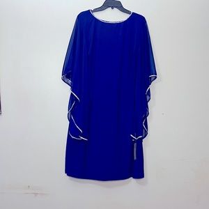 NWT R & M Electric Blue Short Sheet Dress with Chiffon Butterfly Sleeve. Sz 16W